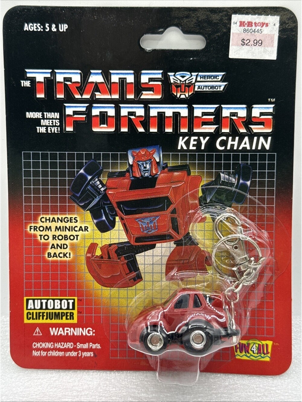 Transformers Autobot Cliffjumper Keyring Keychain 2001 Hasbro - Sealed #11833